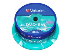 DVD-RW Matzilver 4.7GB 4x 25 Stuks