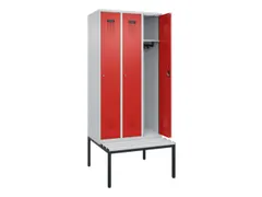 locker met bank,HxBxD 2120x900x815mm,3vak,vak B 300mm,cilinderslot