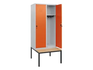 locker met bank,HxBxD 1950x800x815mm,2vak,vak B 400mm,draaigrendel - 2