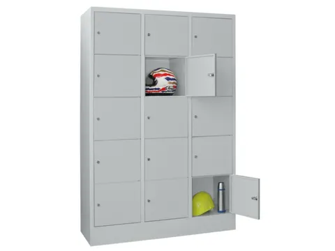 lockerkast,RAL 7035,HxBxD 1850x1200x500mm,3x5vakken,vak B 400mm