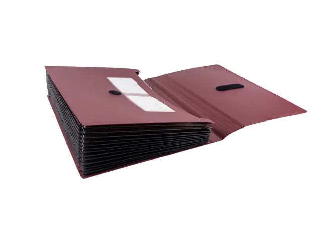 documentenmap accordeon Bordeaux rood 12-vaks