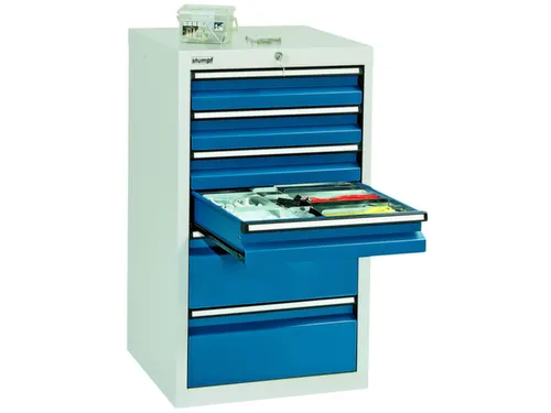 ladekast HxBxD 900x500x500mm 6laden vergrendeling RAL7035 RAL5010
