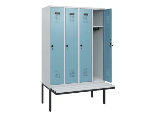 locker met bank,HxBxD 1950x1200x815mm,4vak,vak B 300mm,draaigrendel