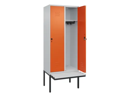 locker met bank,HxBxD 2120x800x815mm,2vak,vak B 400mm,draaigrendel