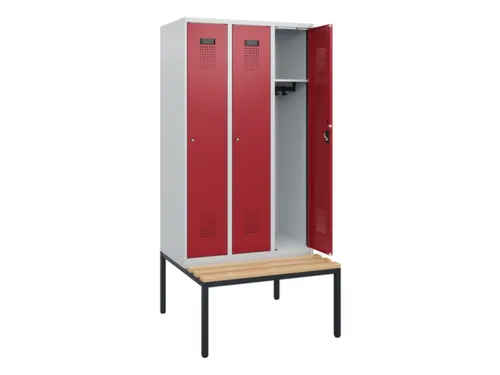 locker met bank,HxBxD 1950x900x815mm,3vak,vak B 300mm,cilinderslot