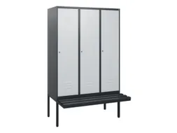 locker met bank,HxBxD 1950x1200x815mm,3vak,vak B 400mm,cil.-slot
