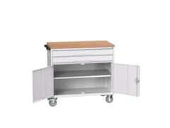 gereedschapswagen 980x1050x600mm multiplexblad 2 laden+kast RAL7035