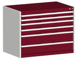 ladekast HxBxD 800x1050x750mm 6laden RAL7035 front RAL3004