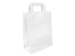 Papieren zak Kraft Wit met Handvat 28x22cm 70 Gram 250 Stuks - 1
