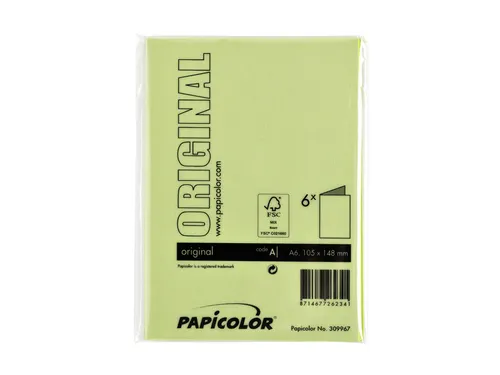 Correspondentiekaart Papicolor dubbel 105x148mm appelgroen pak à 6 st