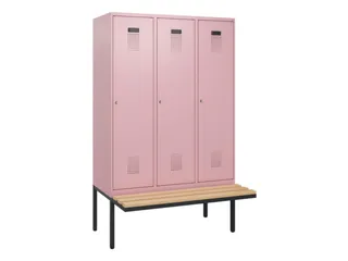 locker met bank,HxBxD 1950x1200x815mm,3vak,vak B 400mm,cilinderslot - 2