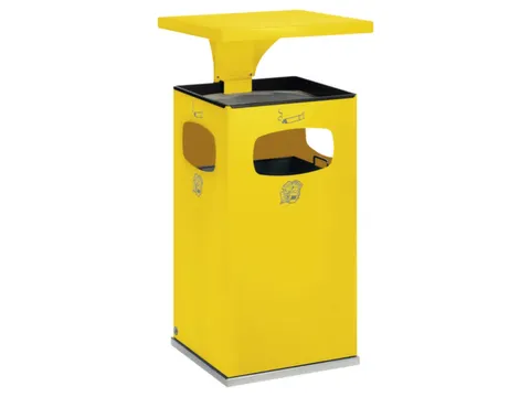 Combi-Asbak Staalplaat Geel 950x500x500mm 3 Inworpopeningen