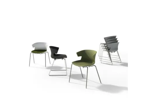 Bezoekersstoel Kunststof Kuip Wit Sledepoten Aluminium