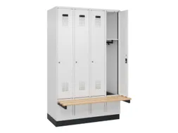 locker met bank,HxBxD 1950x1200x815mm,4vak,vak B 300mm,cilinderslot