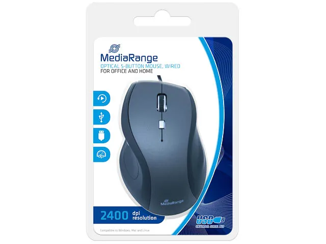 Optische muis MROS202 met kabel 5 knoppen