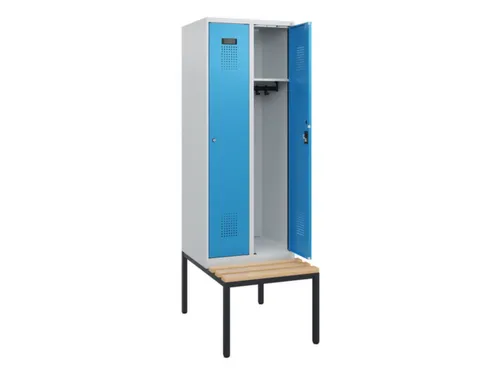 locker met bank,HxBxD 1950x600x815mm,2vak,vak B 300mm,cilinderslot