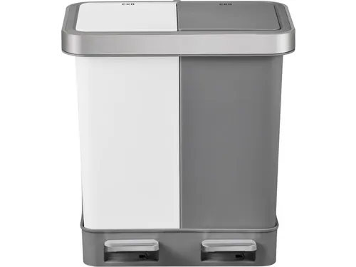 Afvalbak EKO Hana Duo Recycling pedaalemmer 2x10 liter grijs wit