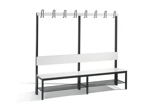 omkleedbank,HxLxD 1650x2000x407mm,HPL wit,frame staal RAL7021