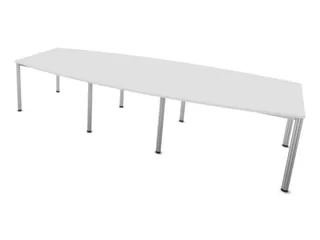 vergadertafel HxBxD 74x320x140cm vatvormig Bl-wit Alu 4voeten - 1