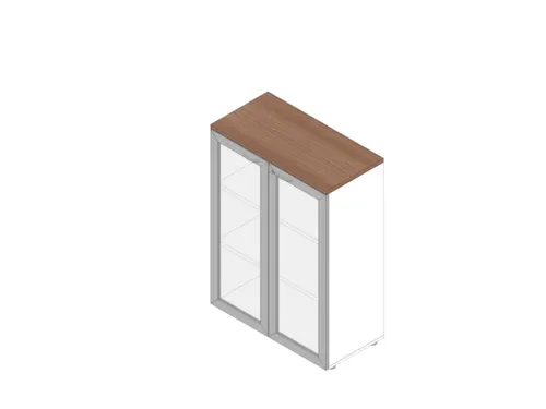 vitrinekast HxBxD 1232x900x450mm 2xhouten vloer 3 OH wit noten