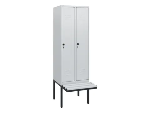 locker met bank,HxBxD 1950x600x815mm,2vak,vak B 300mm,draaigrendel