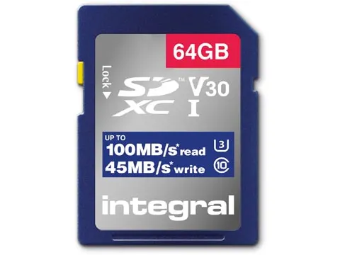carte mémoire SDXC V30, 64 Go