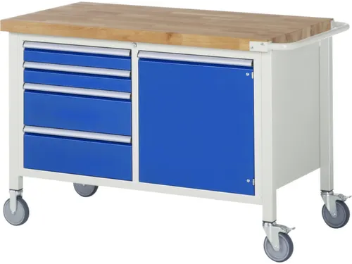 Werkbank 880x1250x700mm Beukenhouten Werkblad 4laden Kast