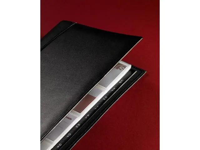 Visitekaartringband Sigel Torino leer zwart 90x58mm 160 kaartjes