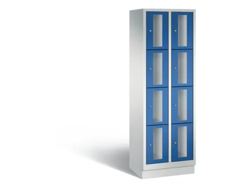 Lockerkast 1800x610x500mm 2x4 vakken Cilinderslot, Sokkel, RAL5010
