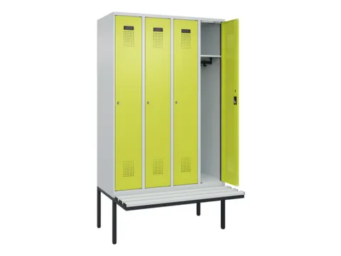 locker met bank,HxBxD 2120x1200x815mm,4vak,vak B 300mm,cilinderslot