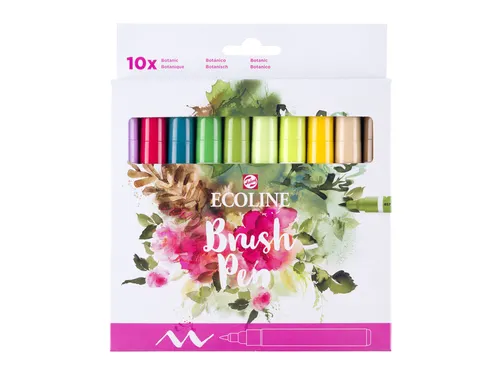 Brushpen Talens Ecoline set botanisch blister à 10 stuks assorti