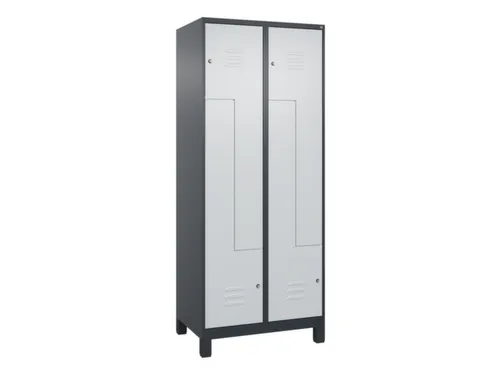 Z-garderobekast,HxBxD 1950x800x500mm,vak B 200/400mm,cil.-slot,voeten