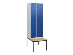 locker met bank,HxBxD 1950x600x815mm,2vak,vak B 300mm,draaigrendel