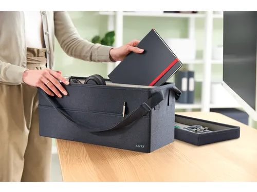 Leitz Stoffen Hot Desking Opbergtas met deksel donkergrijs