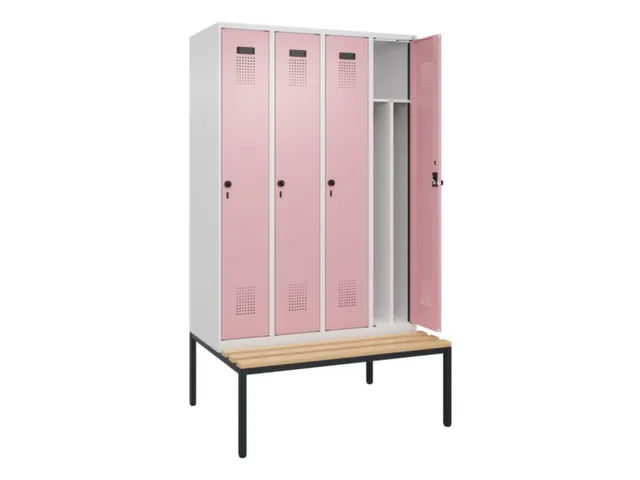 locker met bank,voor scheiding van kleding,HxBxD 2120x1200x815mm,4vak