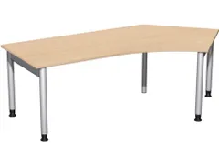 In hoogte verstelbaar hoekbureau,HxBxD 680-820x2166x1130mm,blad beuken