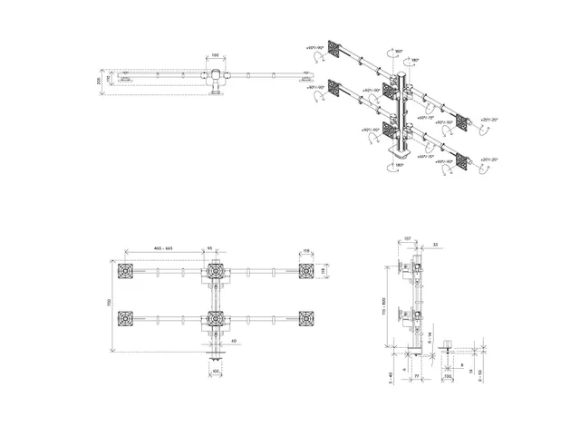 Bras 6 écrans Viewgo modular 263 noir