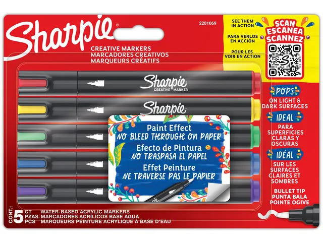Creatieve marker Sharpie assorti blister à 5 stuks