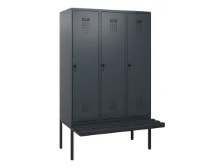 locker met bank,HxBxD 1950x1200x815mm,3vak,vak B 400mm,draaigrendel - 2