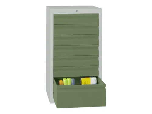ladekast HxBxD 900x500x500mm 7laden slot RAL7035 front RAL6011