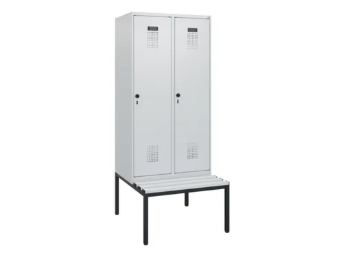 locker met bank,HxBxD 1950x800x815mm,2vak,vak B 400mm,draaigrendel