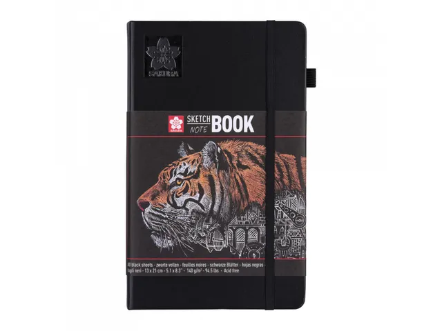 Schetsboek Sakura 80 zwarte vellen 140gr 130x210mm zwart