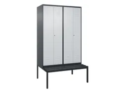PBM-locker met bank,HxBxD 2120x1200x815mm,4vak,vak B 300mm,cil.-slot