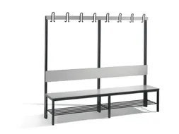 omkleedbank,HxLxD 1710x2000x407mm,HPL zilvergrijs,frame staal RAL7021