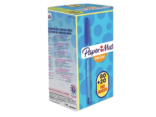 Balpen Paper Mate Inkjoy 100 medium blauw valuepack 80+20 gratis