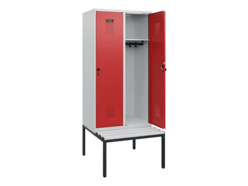 locker met bank,HxBxD 1950x800x815mm,2vak,vak B 400mm,draaigrendel