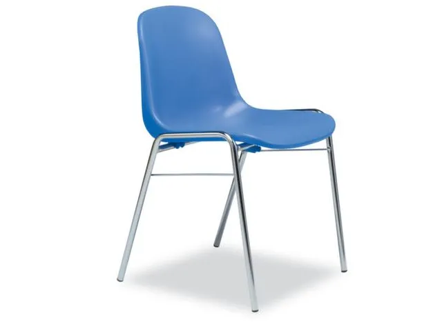 Kunststof kuipstoel,4voeten verchroomd,zitschaal PP blauw