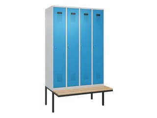 locker met bank,voor scheiding van kleding,HxBxD 2120x1200x815mm,4vak - 2