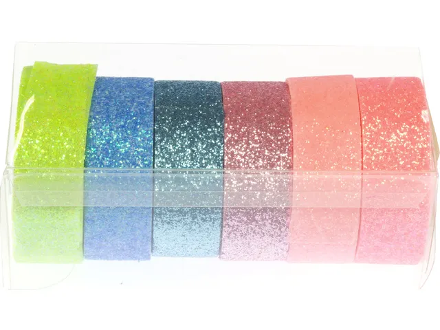 Washi tape H12-01glitter assorti kleuren