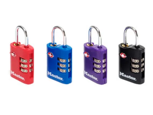 Hangslot Masterlock 3-cijfer combi TSA set van 2 sloten assorti in wil